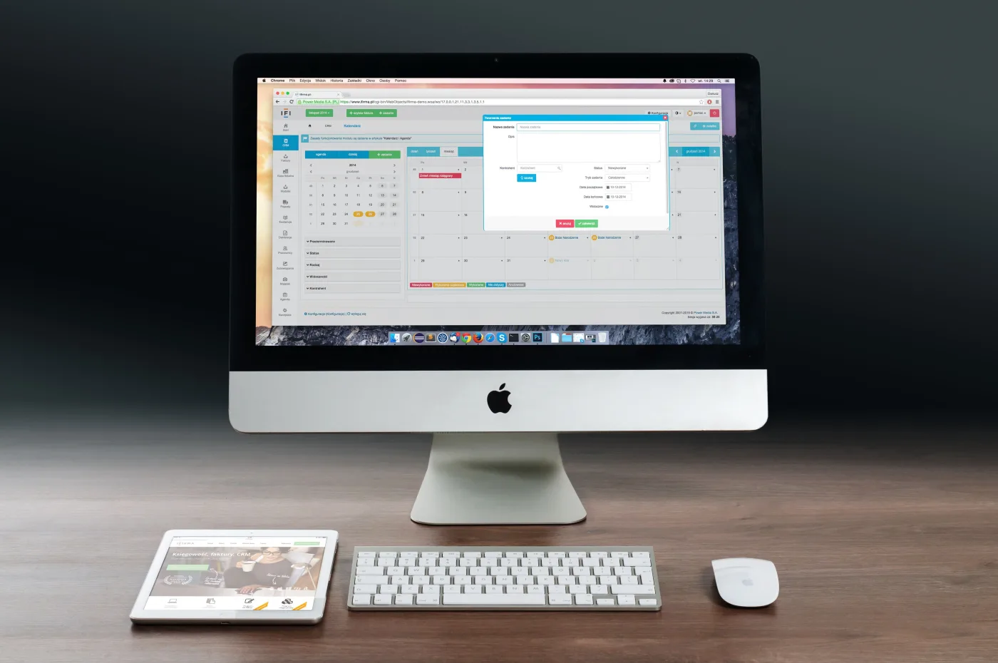 Desktop computer displaying a business operations dashboard