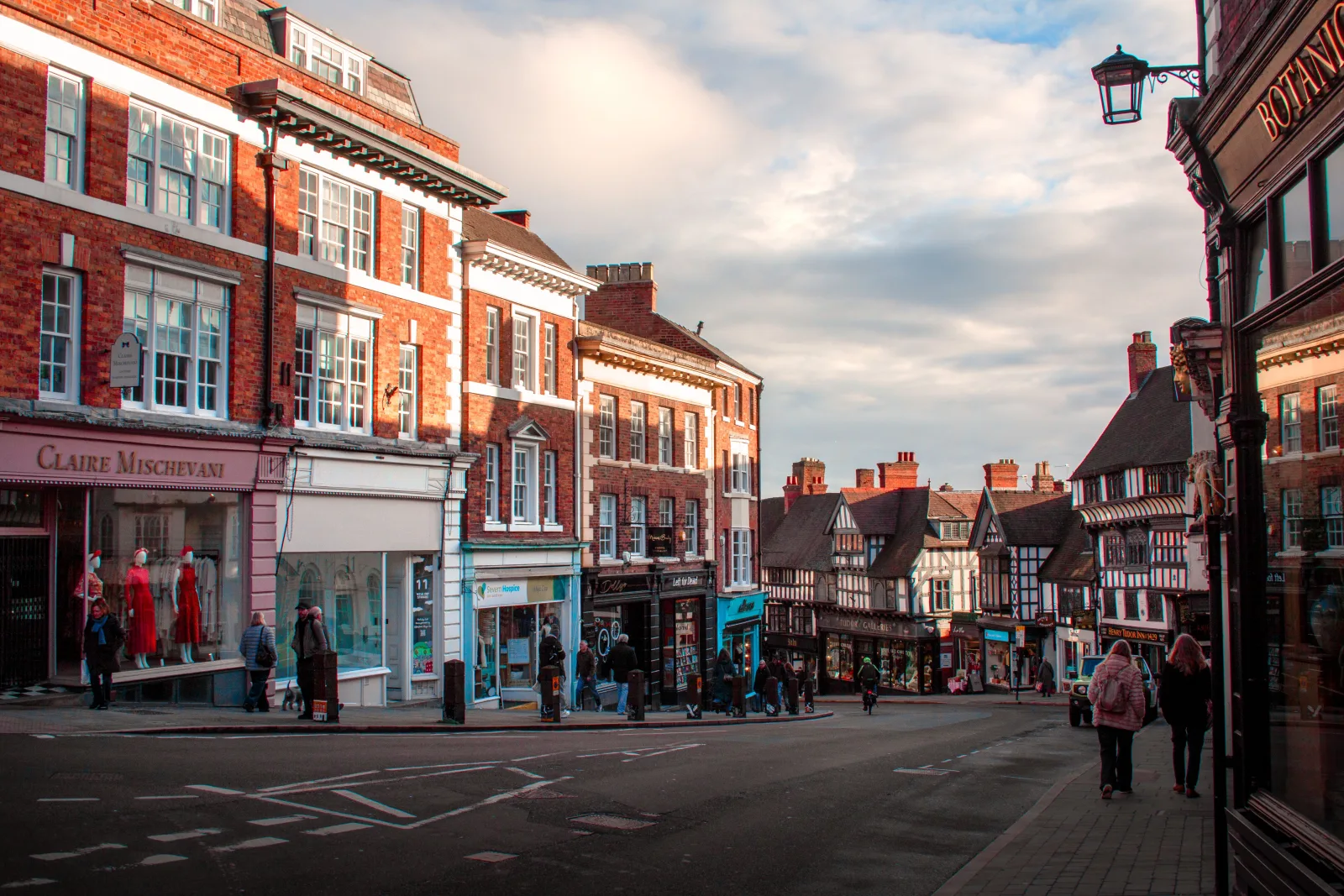 Historic buildings on Wyle Cop in Shrewsbury